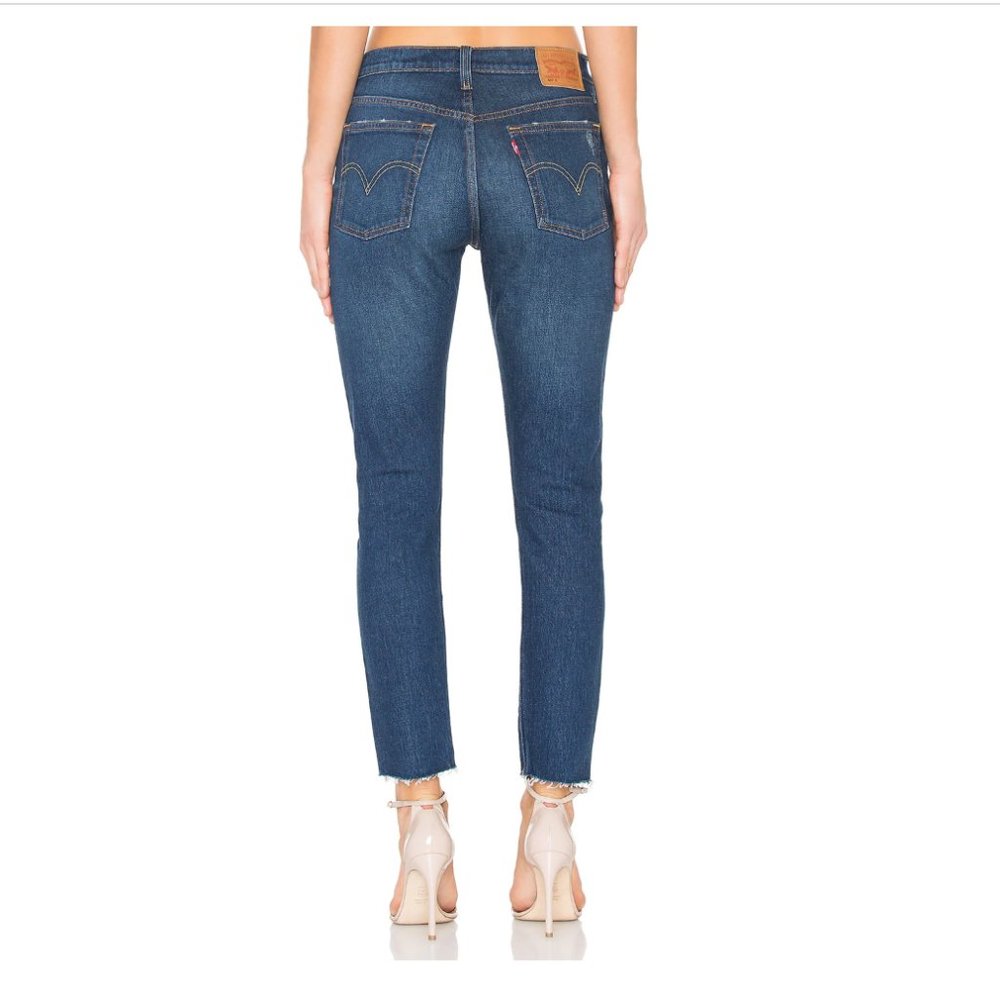 Levi's High Rise Slim Straight Jeans in Dark Blue Denim
